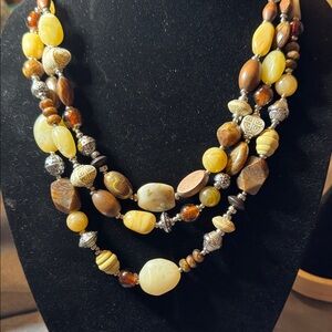 Chic Beaded Necklace with Yellow and Brown Accents